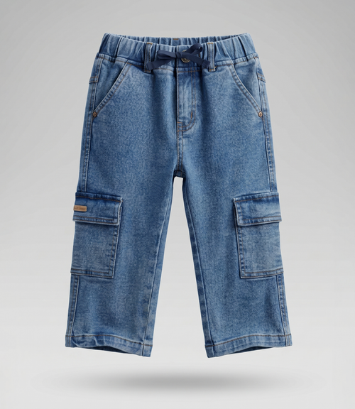 Jeans bebé cargo wide leg 3 meses / Celeste