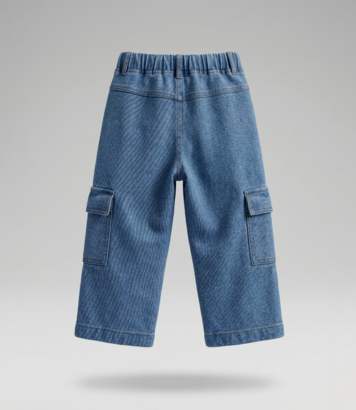 Jeans bebé cargo wide leg 3 meses / Celeste