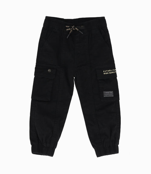 Pantalón bebé niño jogger 3 meses / Negro