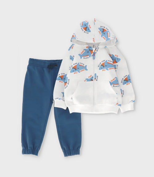 Buzo bebé niño con tiburones 3 meses / Blanco