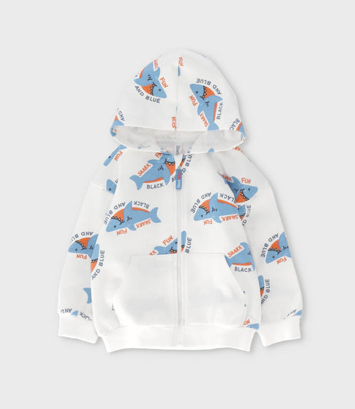 Buzo bebé niño con tiburones 3 meses / Blanco