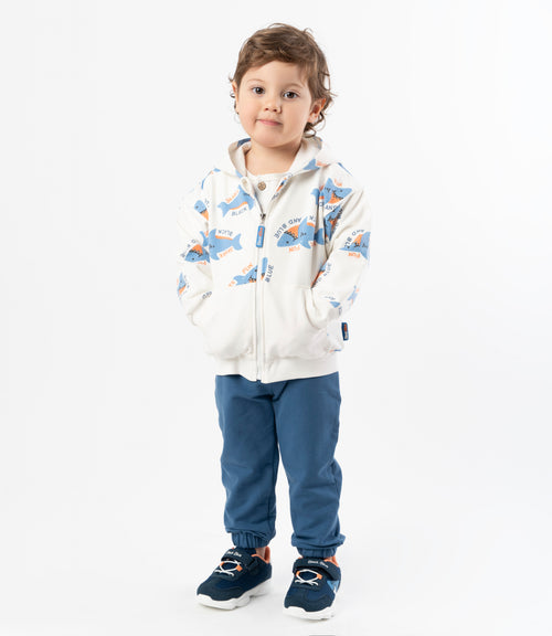 Buzo bebé niño con tiburones 3 meses / Blanco