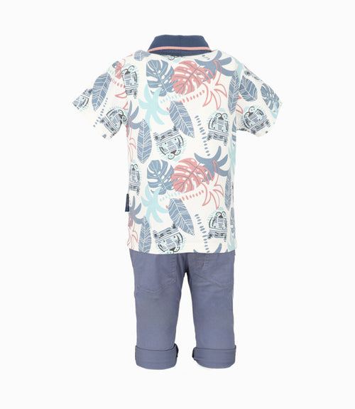 Conjunto bebé con palmeras 3 meses / Azul