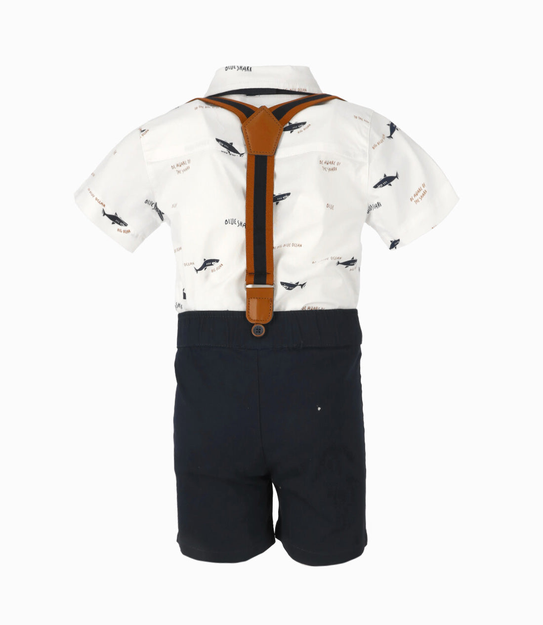 Conjunto bebé de camisa y bermudas 3 meses / Blanco