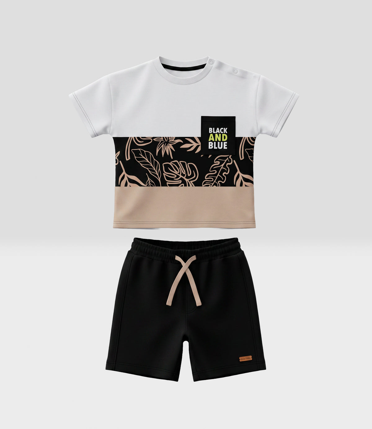 Conjunto bebé niño color block 3 meses / Crudo