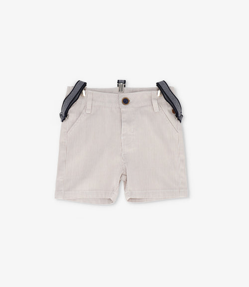 Bermuda bebé niño con suspensores 3 meses / Beige