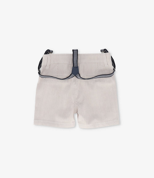 Bermuda bebé niño con suspensores 3 meses / Beige