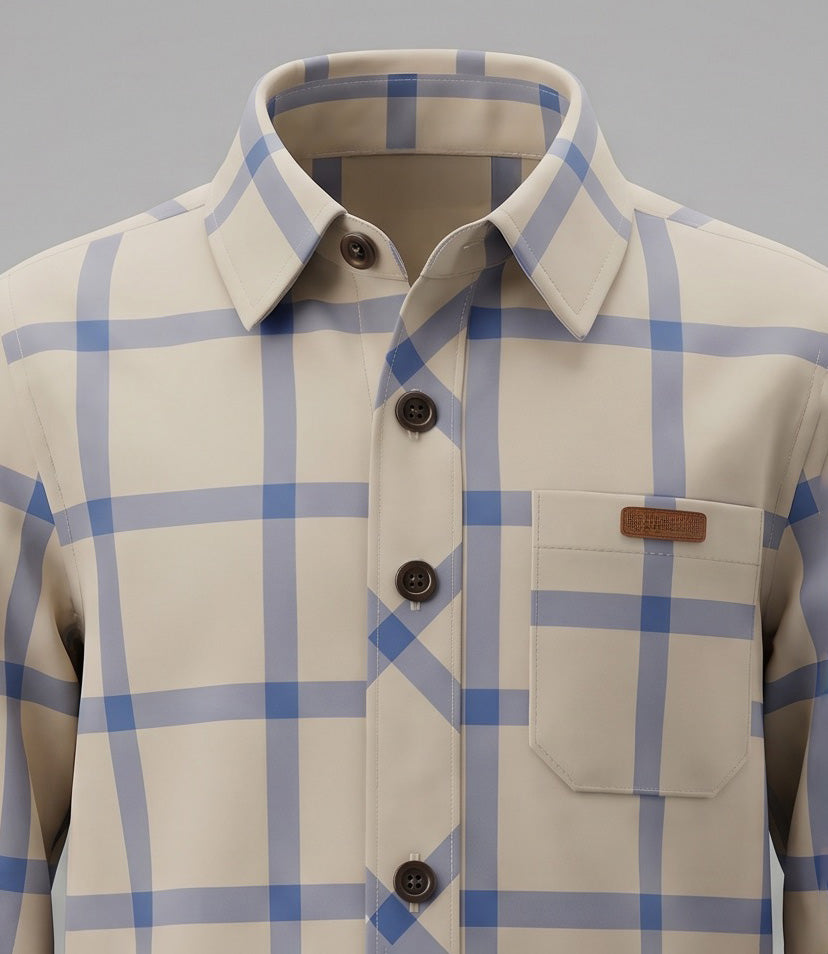 Camisa bebé cuadrillé 3 meses / Crudo