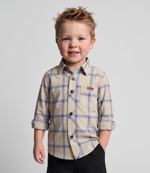 Camisa bebé cuadrillé 3 meses / Crudo