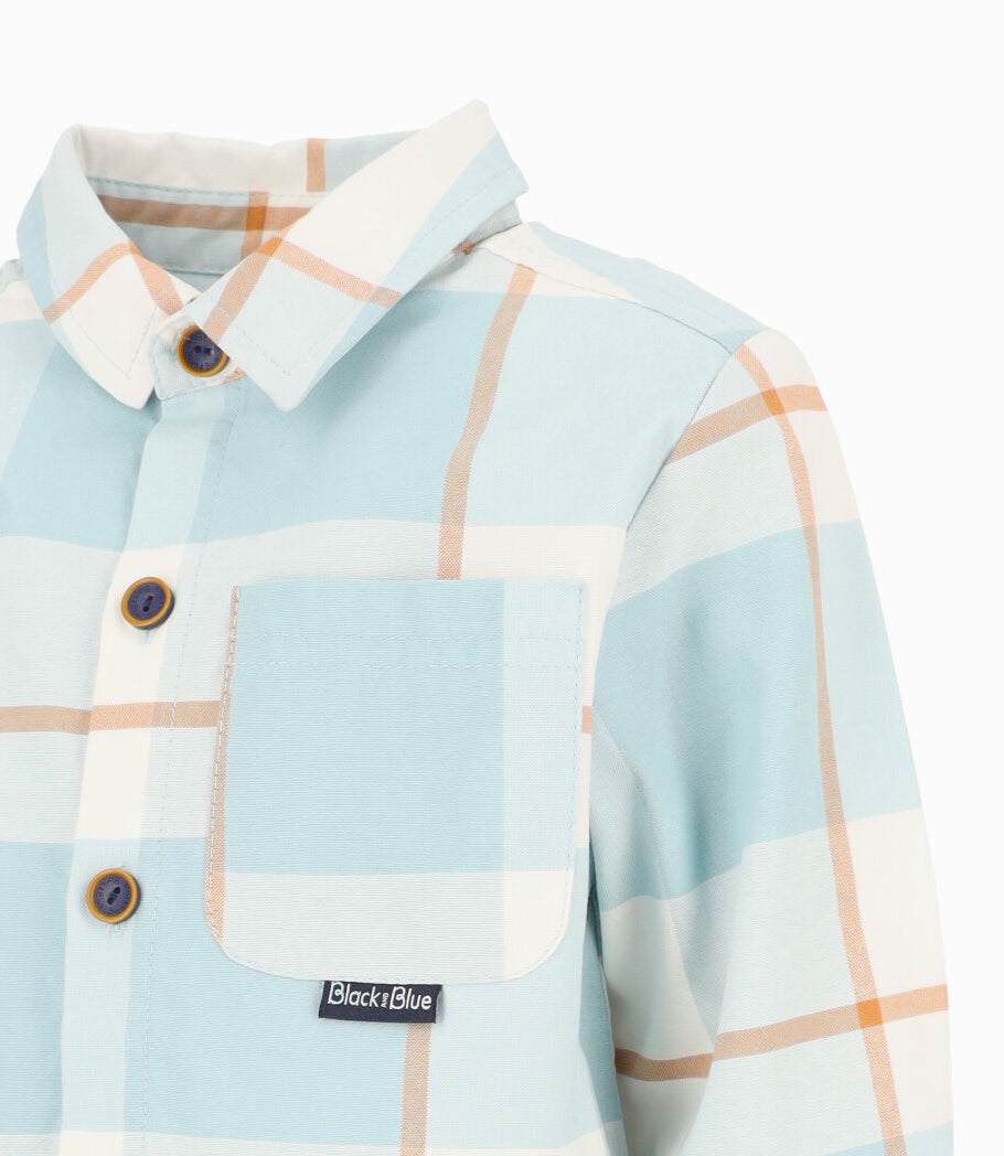 Camisa bebé niño cuadrillé 3 meses / Celeste