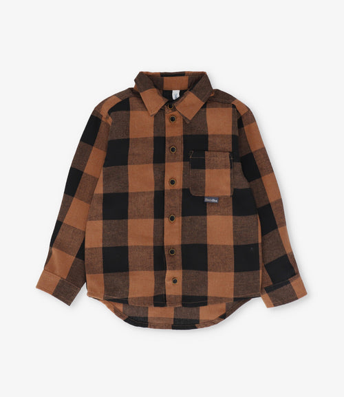 Camisa bebé niño cuadrillé 3 meses / Café