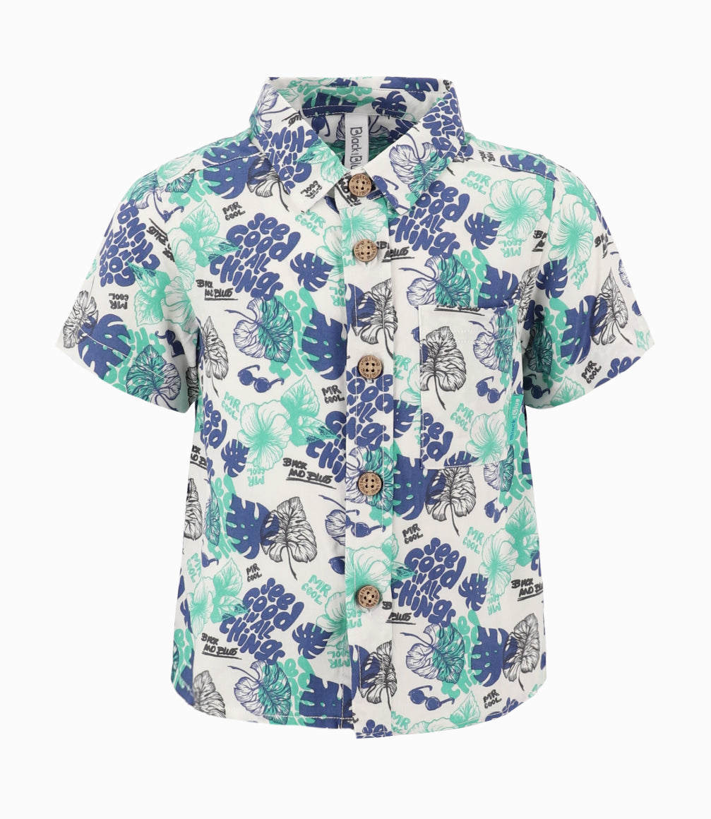 Camisa Bebé Con Hojas 3 meses / Blanco