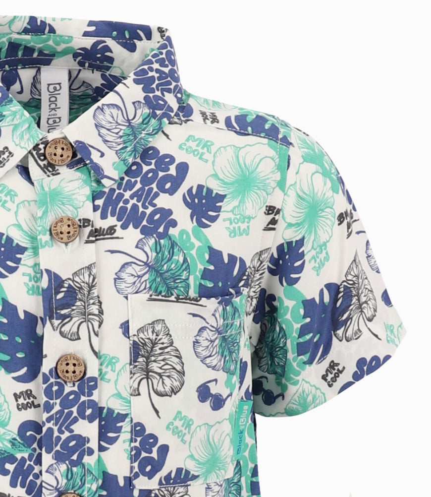 Camisa Bebé Con Hojas 3 meses / Blanco