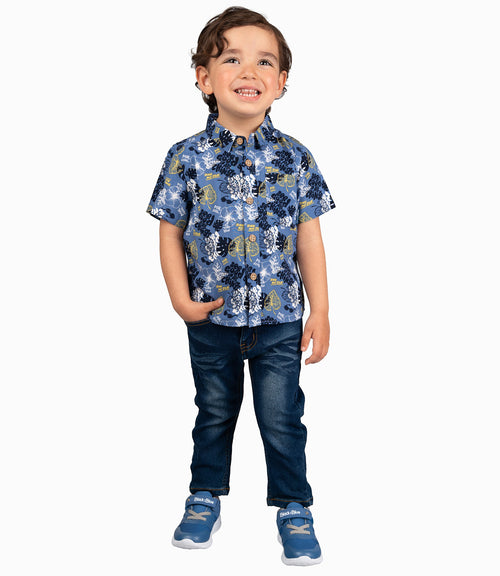 Camisa Bebé Con Hojas 3 meses / Azul Marino