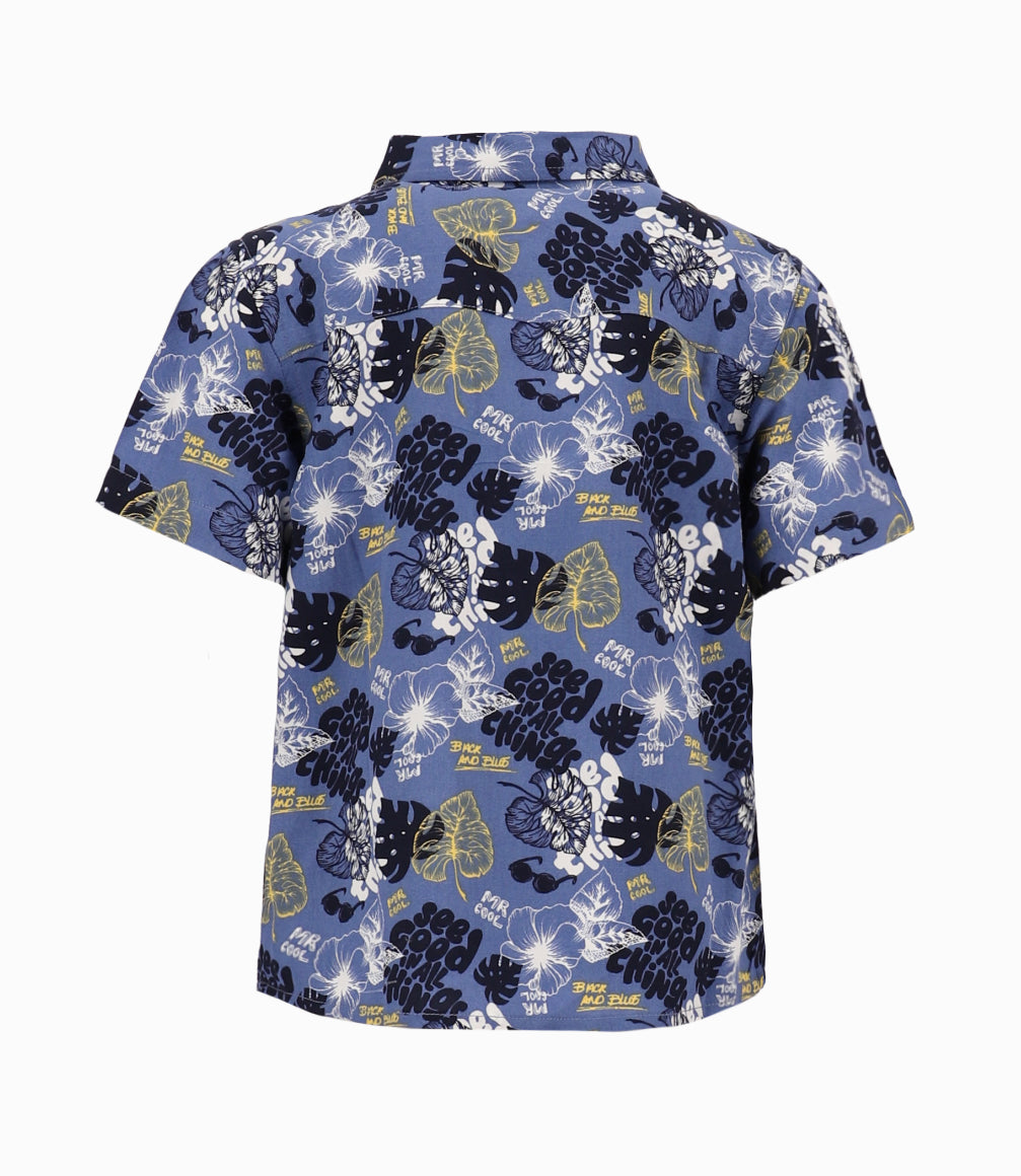 Camisa Bebé Con Hojas 3 meses / Azul Marino