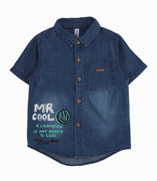 Camisa Bebé De Denim 3 meses / Azul Marino