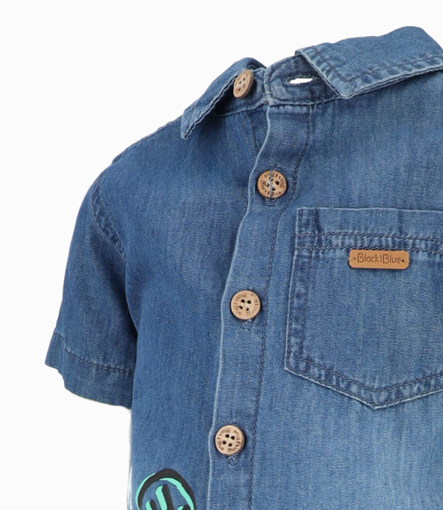 Camisa Bebé De Denim 3 meses / Azul Marino