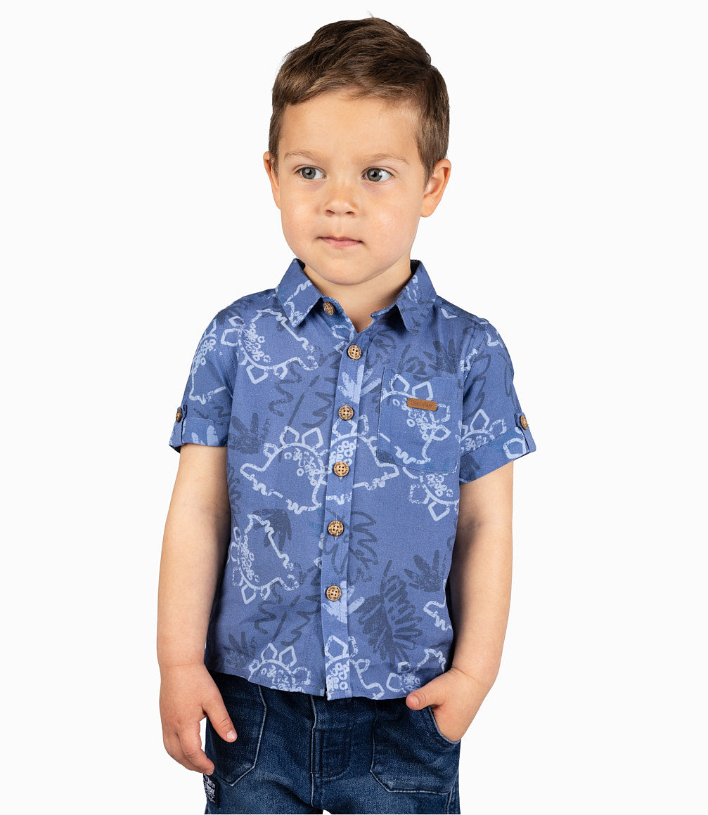 Camisa Bebé Guayabera Con Dinosaurios - 3 meses / Azul Marino