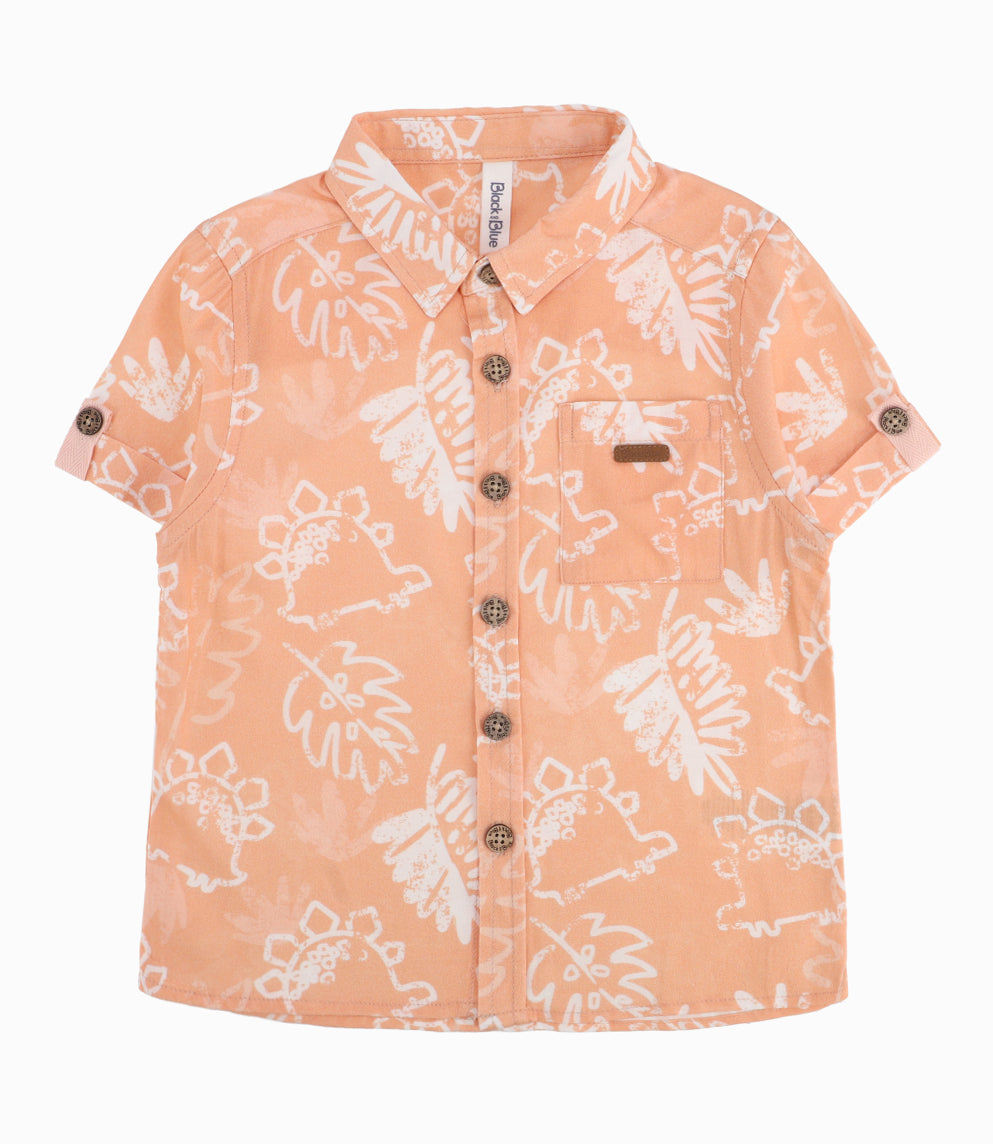 Camisa Bebé Guayabera Con Dinosaurios 3 meses / Naranjo