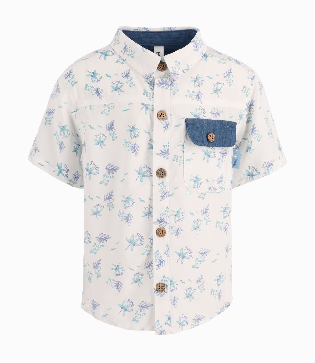 Camisa Bebé Con Hojas - 3 meses / Blanco