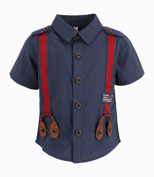 Camisa Bebé Con Suspensores 3 meses / Azul Marino