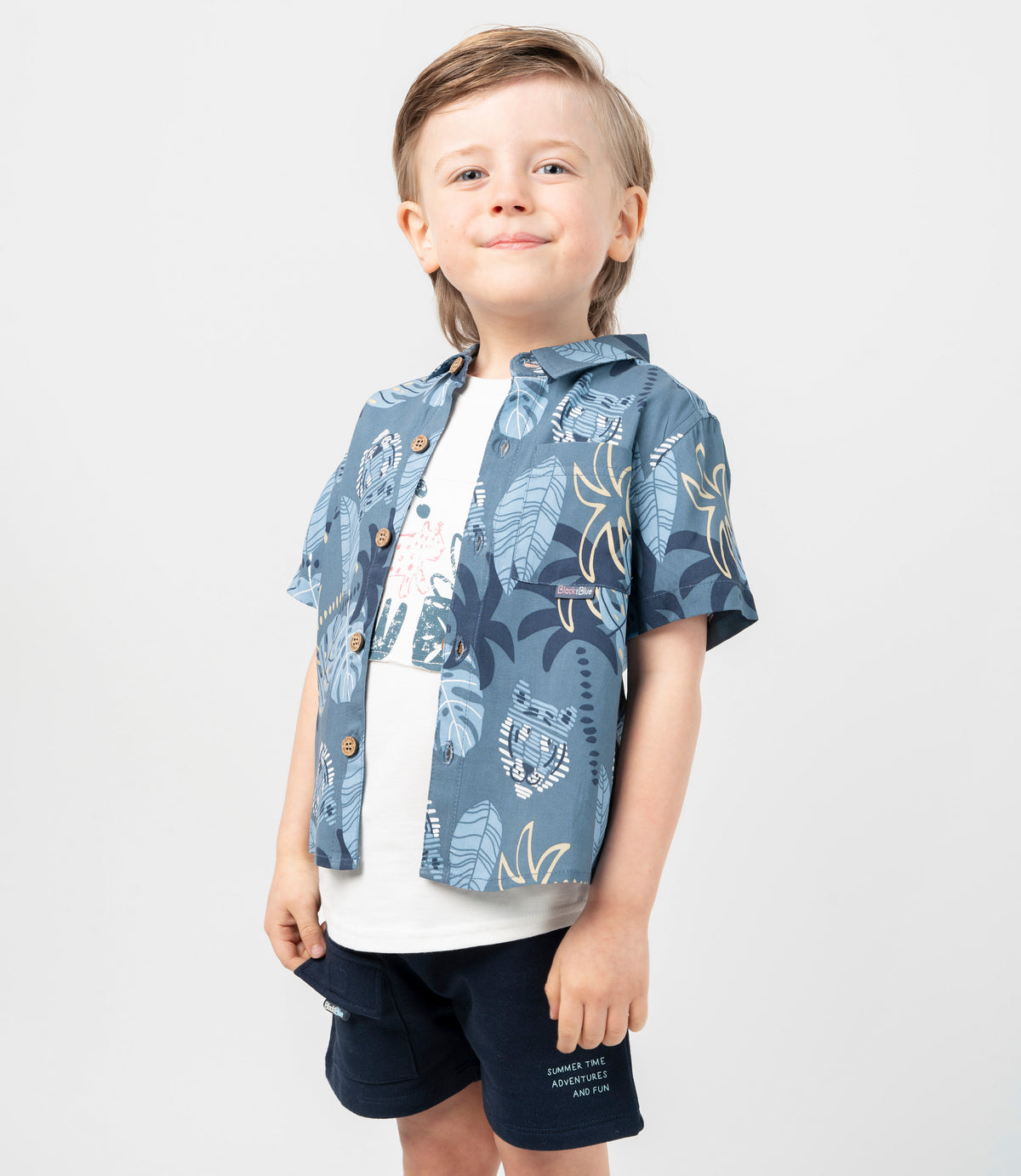 Camisa bebé palmeras - 3 meses / Azul