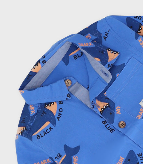 Camisa bebé niño con tiburones 3 meses / Azul
