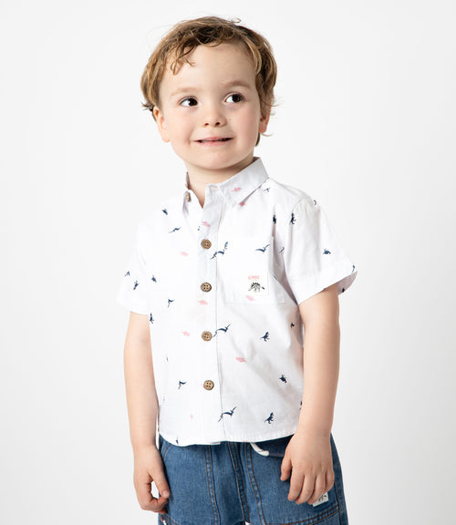 Camisa bebé niño con dinosaurios 3 meses / Blanco