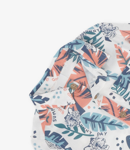 Camisa bebé niño con hojas 3 meses / Crudo