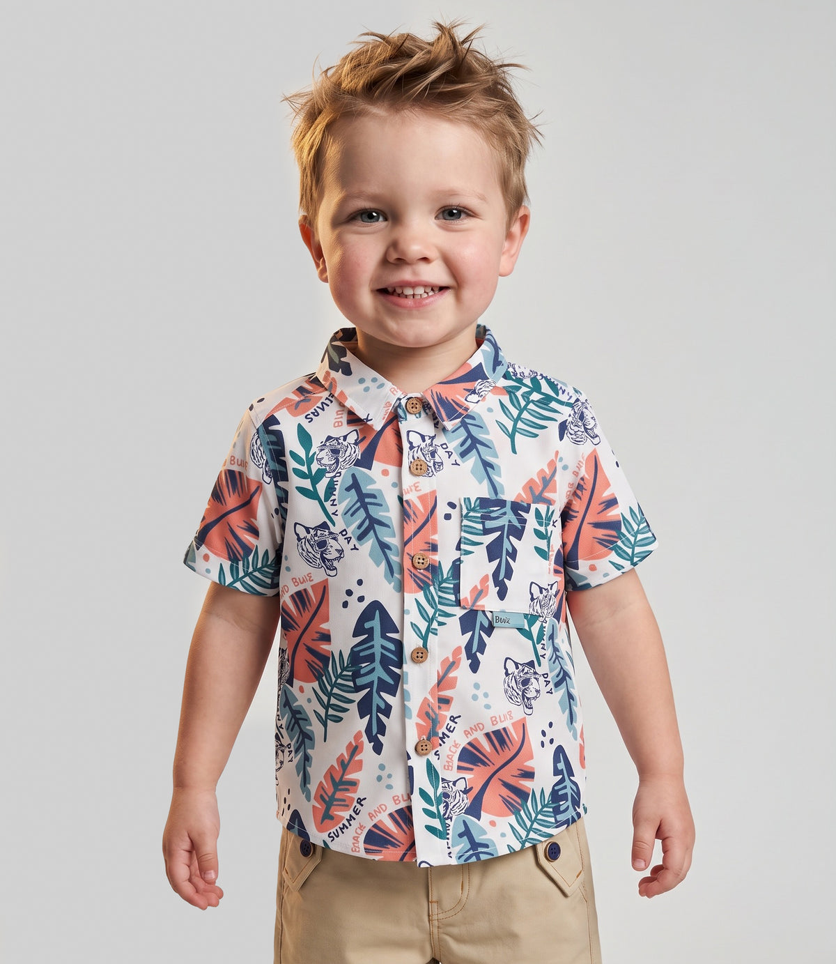 Camisa bebé niño con hojas 3 meses / Crudo