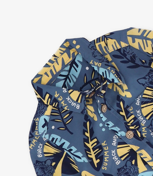 Camisa bebé niño con hojas 3 meses / Azul