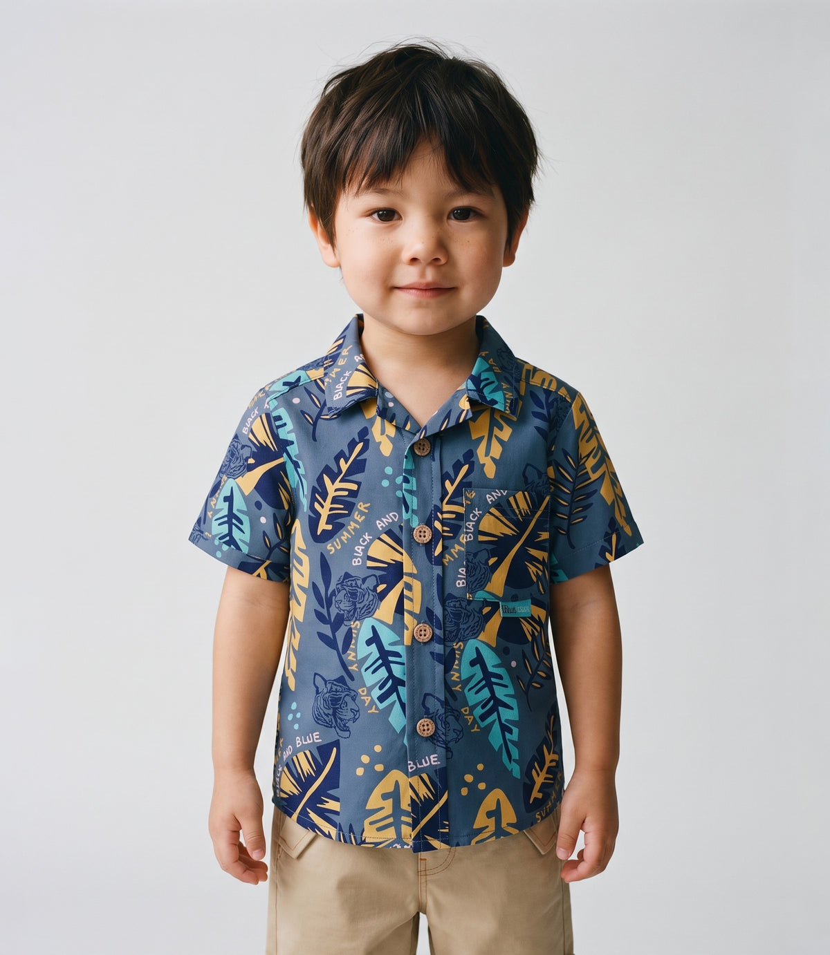 Camisa bebé niño con hojas 3 meses / Azul