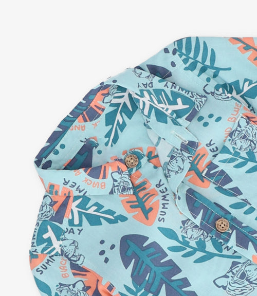 Camisa bebé niño con hojas 3 meses / Menta