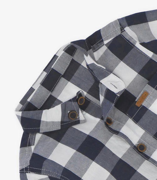 Camisa bebé niño con cuadros 3 meses / Azul Marino