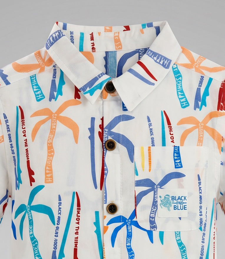 Camisa bebé palmeras 3 meses / Crudo