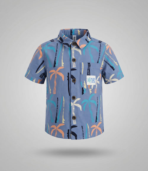 Camisa bebé palmeras 3 meses / Azul