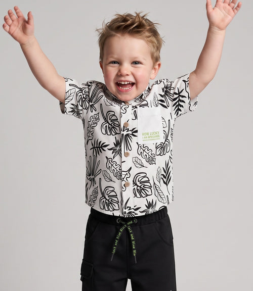 Camisa bebé niño hojas 3 meses / Crudo