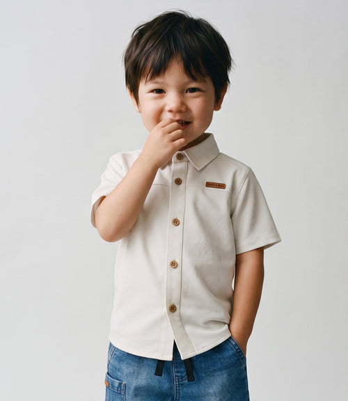 Camisa bebé niño print espalda 3 meses / Crudo