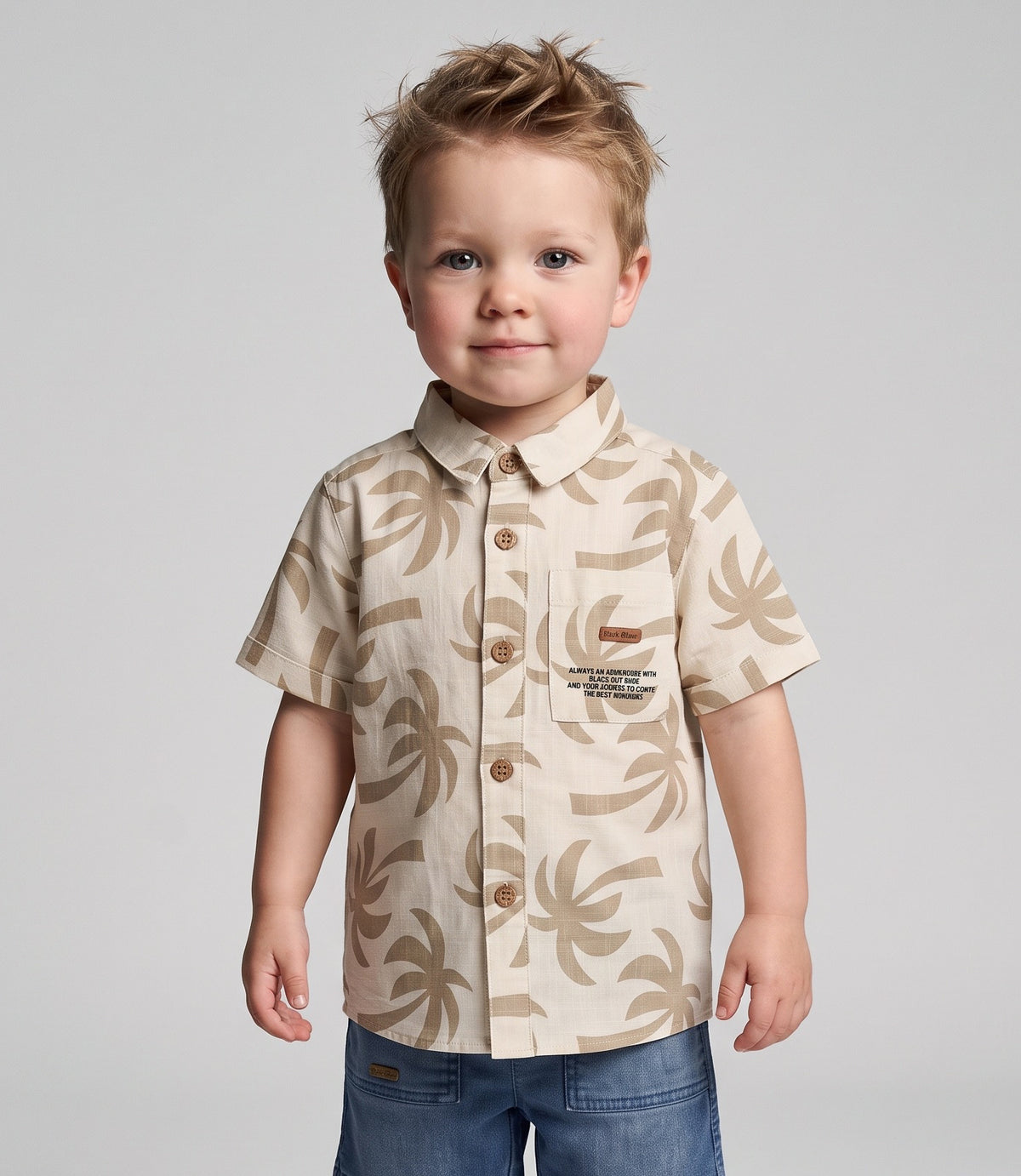Camisa bebé niño palmeras 24 meses / Beige