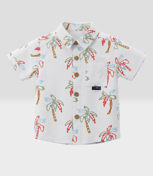 Camisa bebé niño palmeras 3 meses / Crudo