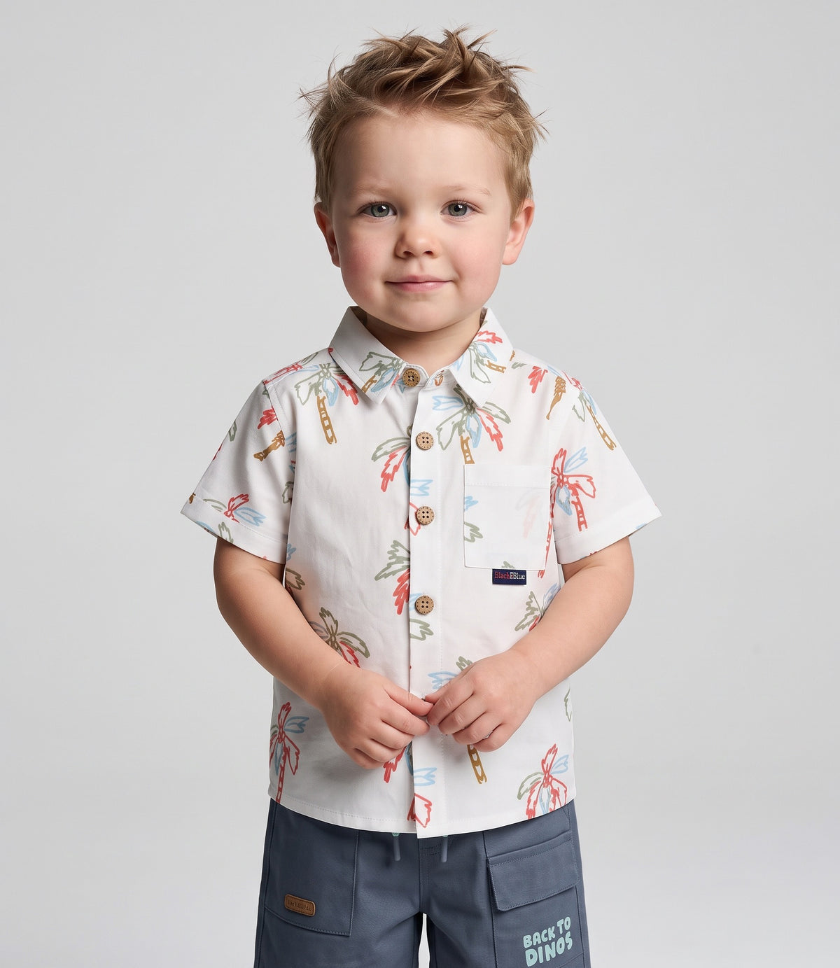 Camisa bebé niño palmeras 3 meses / Crudo