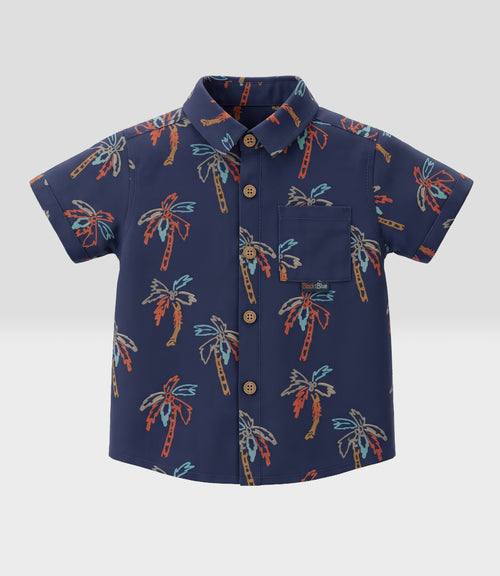 Camisa bebé niño palmeras 3 meses / Azul