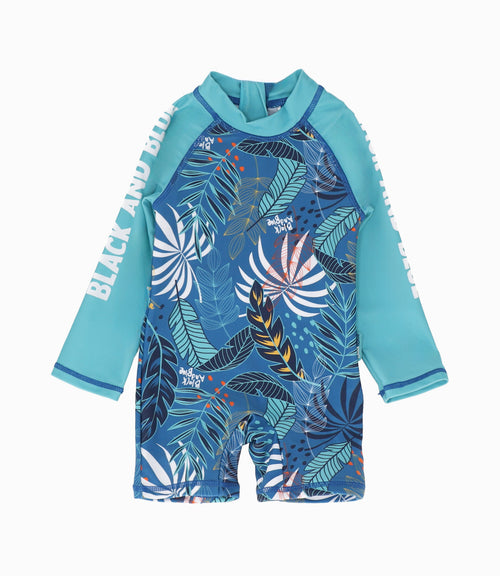 Traje de baño bebé con hojas 3 meses / Azul