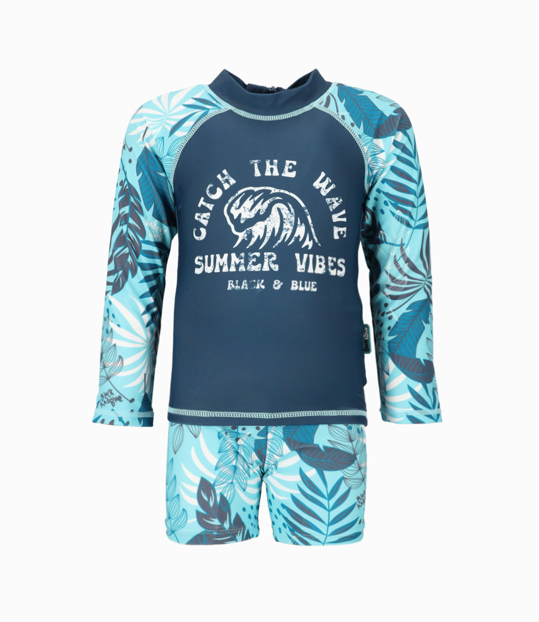 Traje de baño bebé con hojas 3 meses / Azul