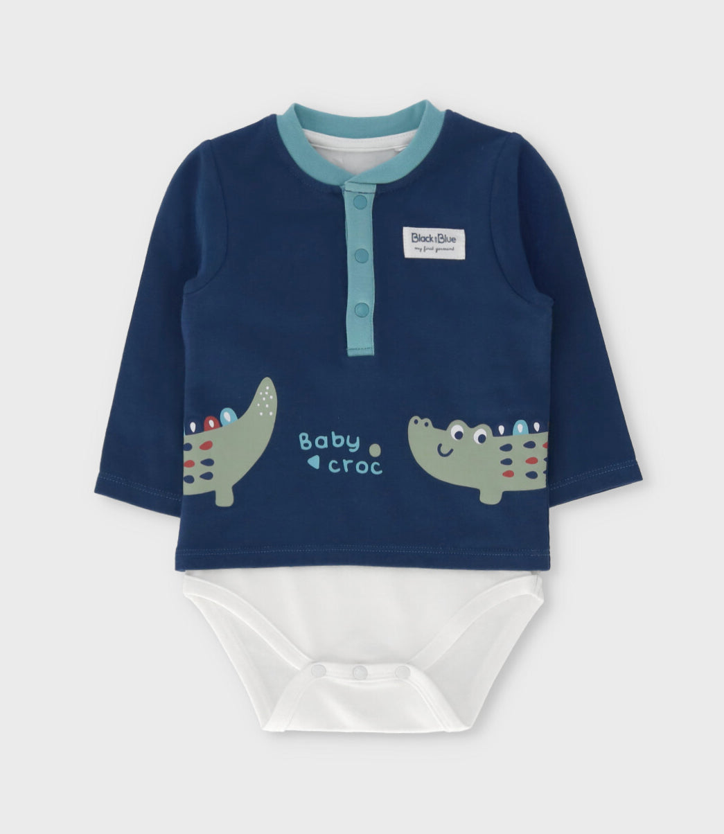Body recién nacido con polera 0 meses / Azul Marino