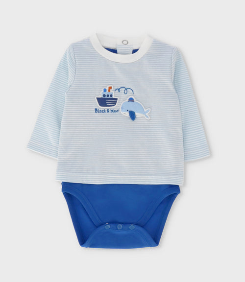 Body recién nacido con polera 0 meses / Celeste