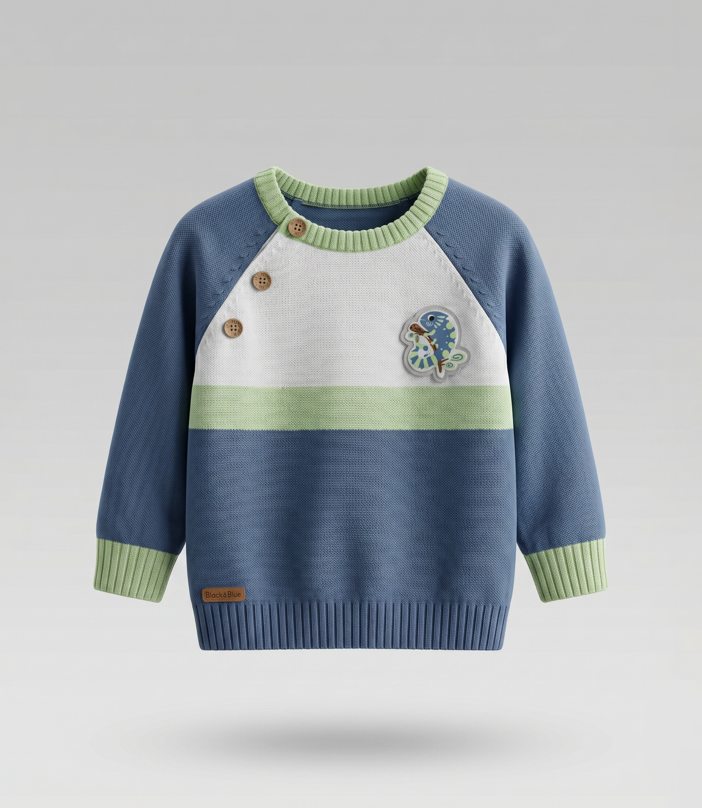 Chaleco recién nacido tejido con camaleón 0 meses / Azul