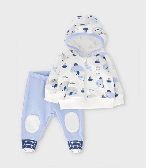 Buzo recién nacido con ballenas 0 meses / Blanco