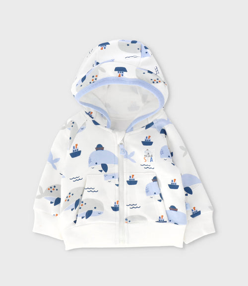 Buzo recién nacido con ballenas 0 meses / Blanco