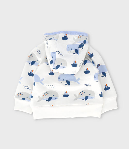 Buzo recién nacido con ballenas 0 meses / Blanco